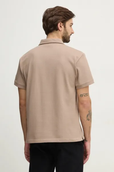 Polo tričko Calvin Klein Jeans pánske, hnedá farba, jednofarebné, J30J327040