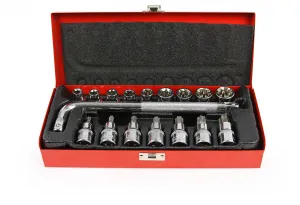 MARPOL Sada nástrčných hlavíc a bitov Torx 1/2", 17 ks (E10–E24, T30–T70)