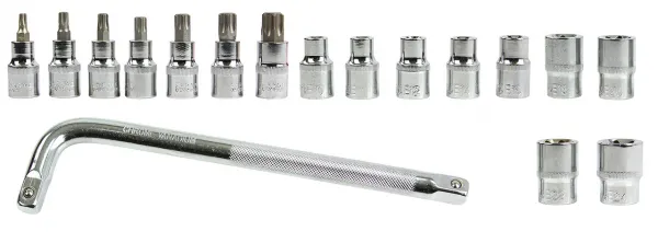 MARPOL Sada nástrčných hlavíc a bitov Torx 1/2", 17 ks (E10–E24, T30–T70)