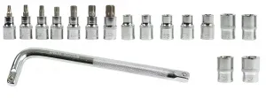 MARPOL Sada nástrčných hlavíc a bitov Torx 1/2", 17 ks (E10–E24, T30–T70)