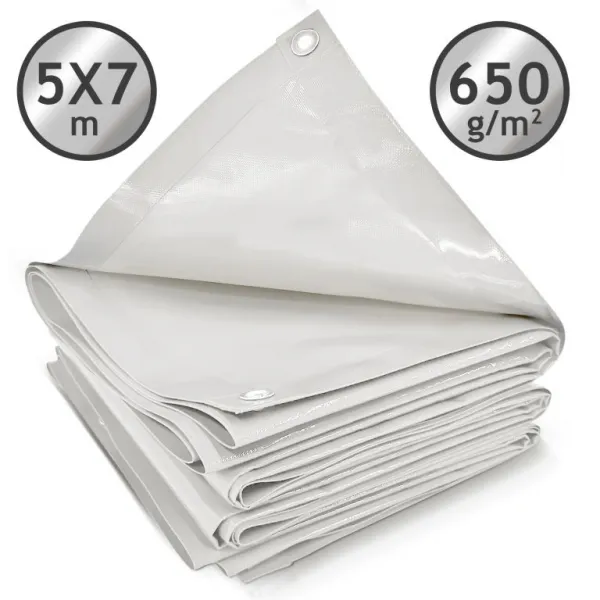 JAGO Plachta 650 g/m², hliníkové oká, biela, 5 x 7 m