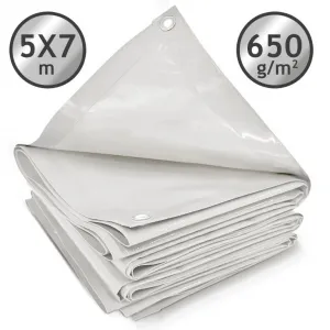 JAGO Plachta 650 g/m², hliníkové oká, biela, 5 x 7 m