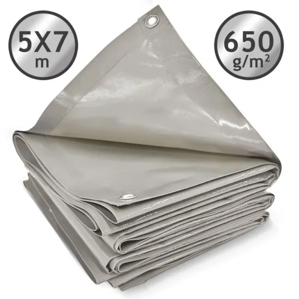 JAGO Plachta 650 g/m², hliníkové oká, sivá, 5 x 7 m