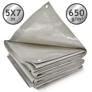 JAGO Plachta 650 g/m², hliníkové oká, sivá, 5 x 7 m