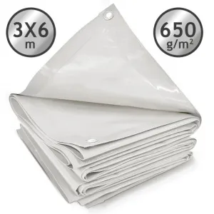 JAGO Plachta 650 g/m², hliníkové oká, biela, 3 x 6 m