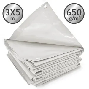 JAGO Plachta 650 g/m², hliníkové oká, biela, 3 x 5 m