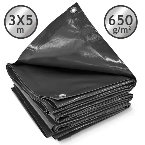 JAGO Plachta 650 g/m², hliníkové oká, antracit, 3 x 5 m