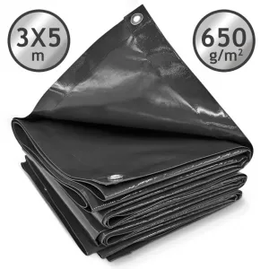 JAGO Plachta 650 g/m², hliníkové oká, antracit, 3 x 5 m