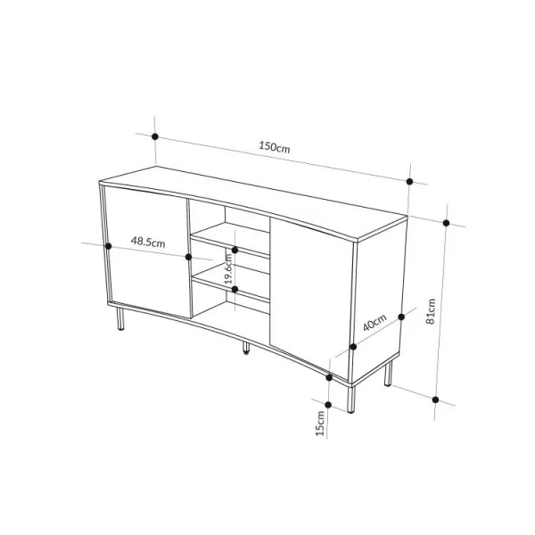 Komoda Houseland Frem 150 cm šedo-zelená