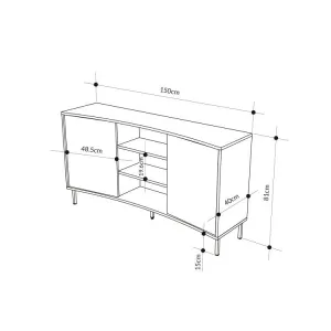Komoda Houseland Frem 150 cm šedo-zelená