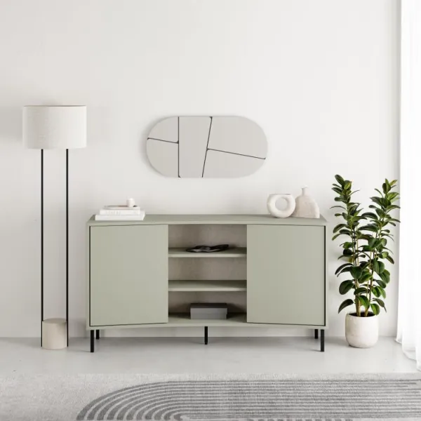 Komoda Houseland Frem 150 cm šedo-zelená