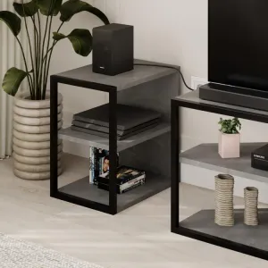 Súprava TV stolíka + 2 ks bočných stolíkov Houseland Echo retro sivá/čierna