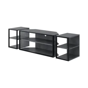 Súprava TV stolíka + 2 ks bočných stolíkov Houseland Echo retro sivá/čierna