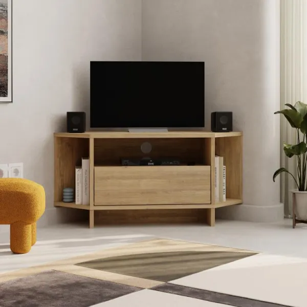 Rohový TV stolík Houseland Viva dub safírový