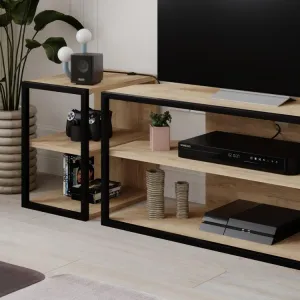 Súprava TV stolíka + 2 ks bočných stolíkov Houseland Echo dub zafírový/čierna