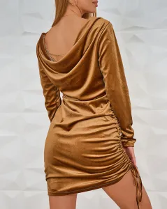Resti Dark green women's crinkle midi dress