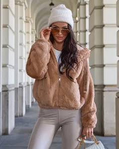 Resti Light brown women's imitation fur jacket