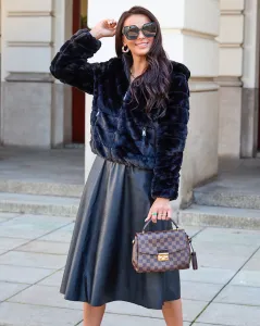 Resti Double-sided women's jacket with fur in black