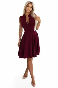 573-4 Exclusive dress with a flared bottom and a zipper - burgundy