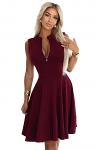 573-4 Exclusive dress with a flared bottom and a zipper - burgundy