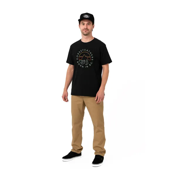 HORSEFEATHERS Tričko Line Circle - black BLACK velikost S