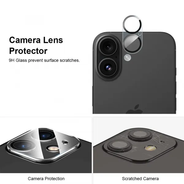 JP Mega Pack Tvrdených skiel, 3 sklá na telefón s aplikátorom + 2 sklá na objektív, iPhone 17