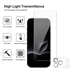 JP Mega Pack Tvrdených skiel, 3 sklá na telefón s aplikátorom + 2 sklá na objektív, iPhone 17 Pro