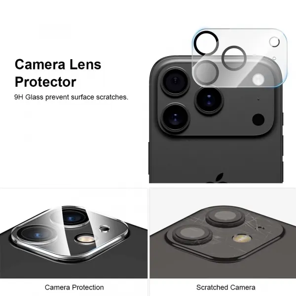 JP Mega Pack Tvrdených skiel, 3 sklá na telefón s aplikátorom + 2 sklá na objektív, iPhone 17 Pro Max
