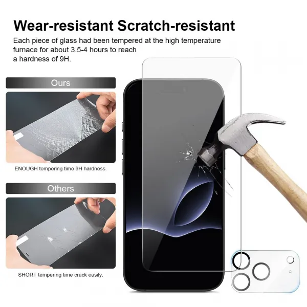 JP Mega Pack Tvrdených skiel, 3 sklá na telefón s aplikátorom + 2 sklá na objektív, iPhone 17 Pro Max