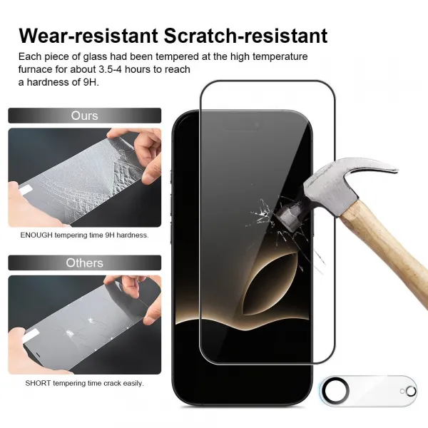 JP Full Pack Tvrdených skiel, 2x 3D sklo s aplikátorom + 2x sklo na objektív, iPhone Air