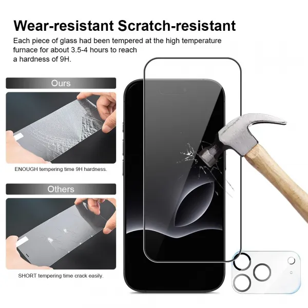 JP Full Pack Tvrdených skiel, 2x 3D sklo s aplikátorom + 2x sklo na objektív, iPhone 17 Pro