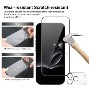 JP Full Pack Tvrdených skiel, 2x 3D sklo s aplikátorom + 2x sklo na objektív, iPhone 17 Pro
