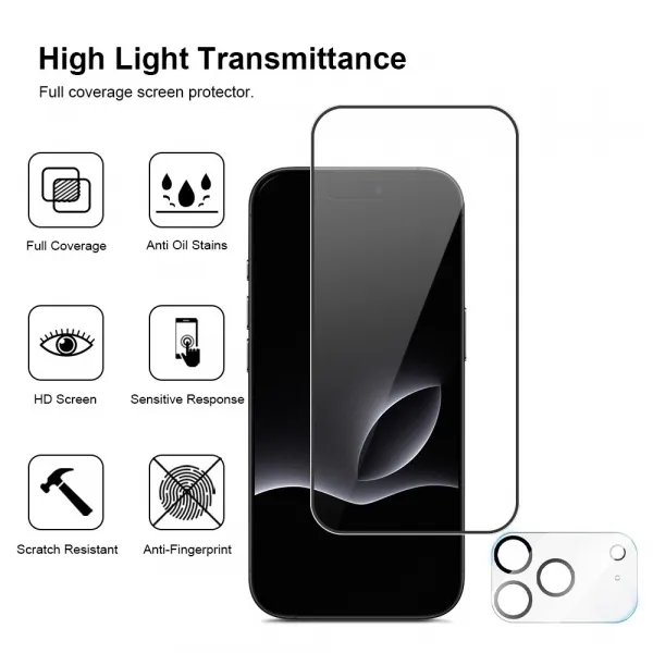 JP Full Pack Tvrdených skiel, 2x 3D sklo s aplikátorom + 2x sklo na objektív, iPhone 17 Pro
