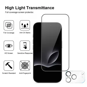 JP Full Pack Tvrdených skiel, 2x 3D sklo s aplikátorom + 2x sklo na objektív, iPhone 17 Pro