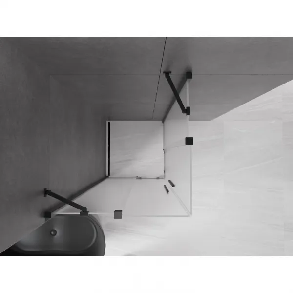 MEXEN/S - Velar Duo sprchovací kút, posuvné dvere 80 x 80, dekor, čierna 871-080-080-32-70