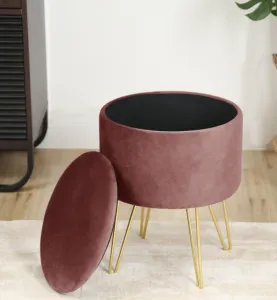 Ak furniture Taburet Lili s úložným prostorem růžový