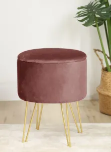 Ak furniture Taburet Lili s úložným prostorem růžový