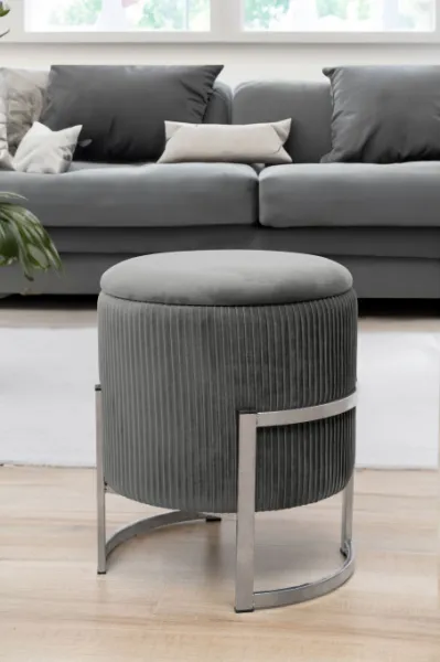 Ak furniture Taburet PURTO šedý