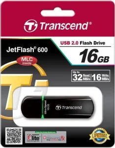 TRANSCEND Flash disk 16GB JetFlash®600, USB 2.0 (R:32/W:16 MB/s) čierna/zelená