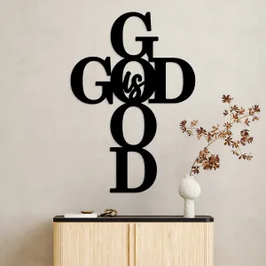 Moderný drevený kríž na stenu - God is good