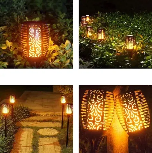 MG Garden Torch solárna lampa 4ks, čierna
