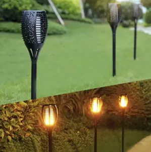 MG Garden Torch solárna lampa 4ks, čierna