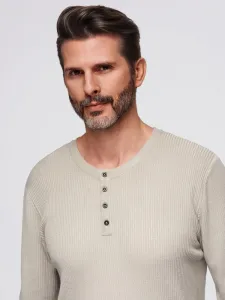 Jedinečný sveter na gombíky - pre pánov- beige