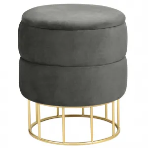 Ak furniture Taburet ELZA samet šedý