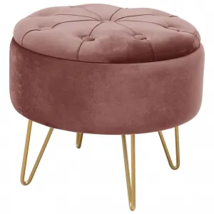 Ak furniture Taburet ROCA samet růžový