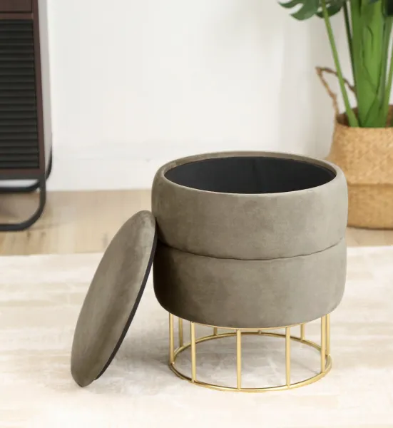 Ak furniture Taburet ELZA samet béžový