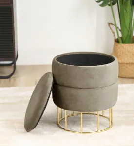 Ak furniture Taburet ELZA samet béžový