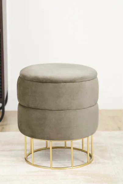 Ak furniture Taburet ELZA samet béžový