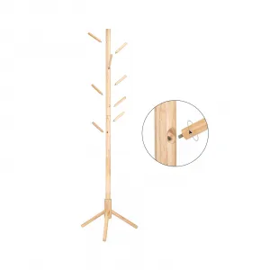 VASAGLE Drevený vešiak KLASIK, 8 háčikov, svetlé drevo