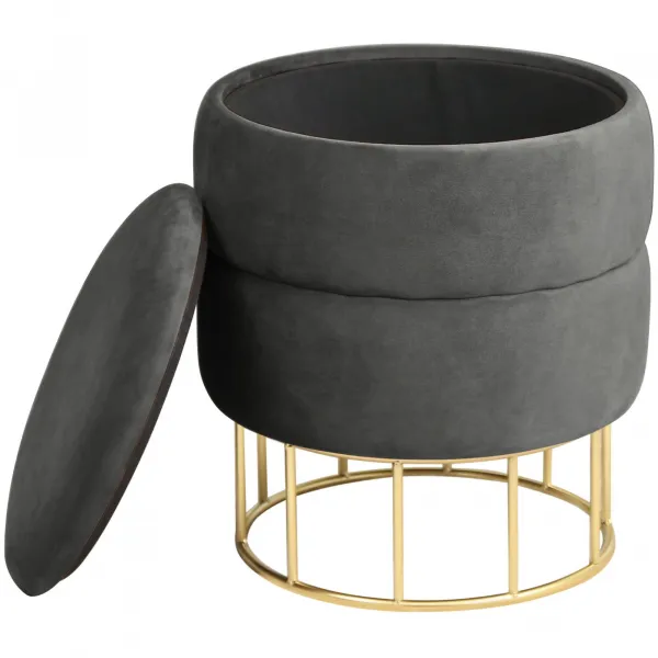 Ak furniture Taburet ELZA samet šedý